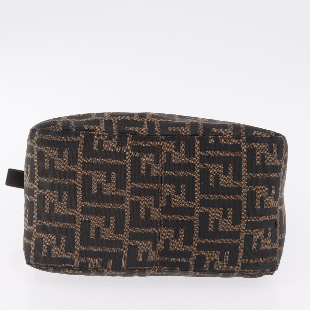 FENDI Zucca Canvas Mamma Baguette Shoulder Bag Brown Silver Auth 211002A