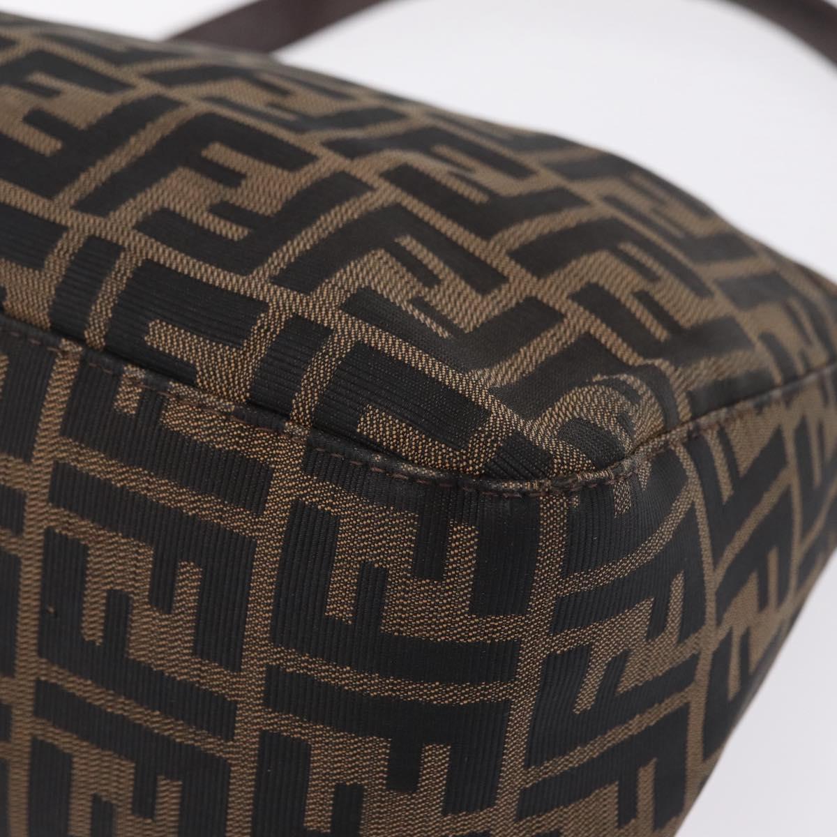 FENDI Zucca Canvas Mamma Baguette Shoulder Bag Brown Silver Auth 211002A