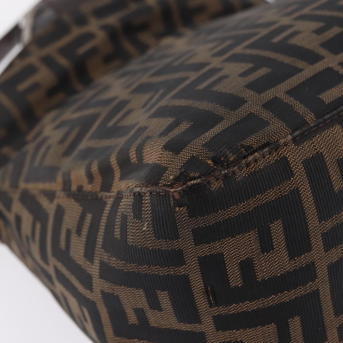 FENDI Zucca Canvas Mamma Baguette Shoulder Bag Brown Silver Auth 211002A