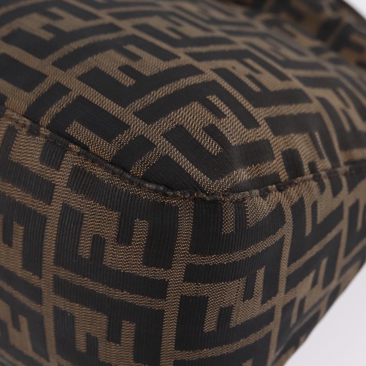 FENDI Zucca Canvas Mamma Baguette Shoulder Bag Brown Silver Auth 211002A