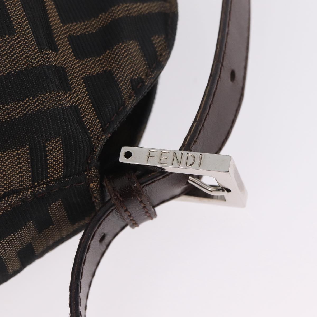 FENDI Zucca Canvas Mamma Baguette Shoulder Bag Brown Silver Auth 211002A
