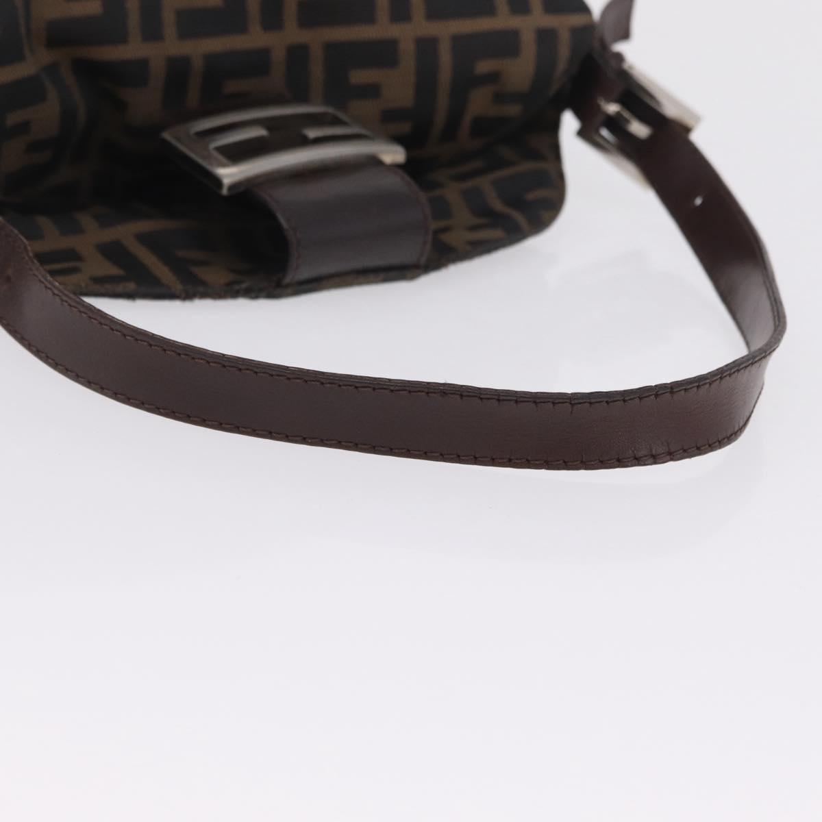 FENDI Zucca Canvas Mamma Baguette Shoulder Bag Brown Silver Auth 211002A