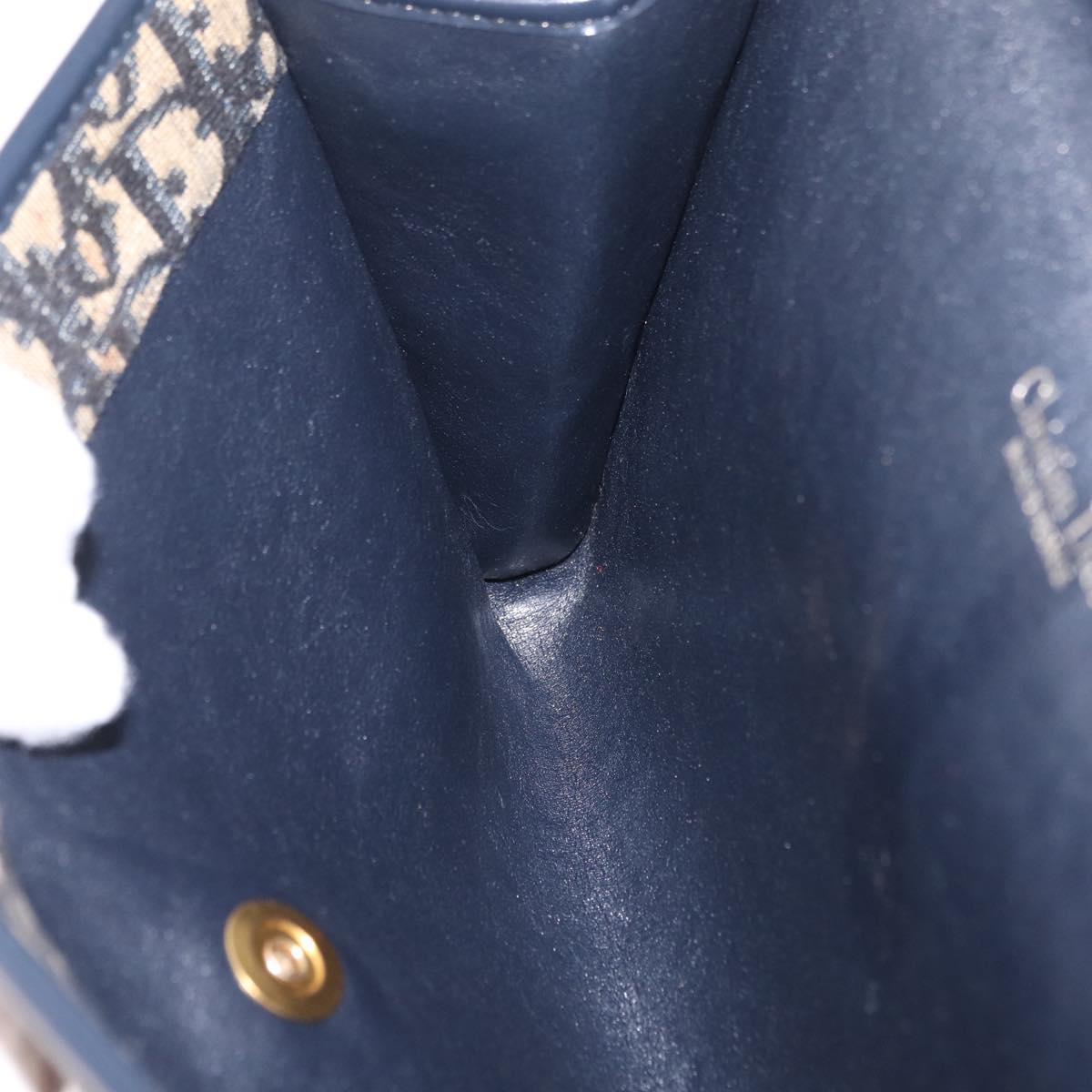 Christian Dior Trotter Canvas Chain Shoulder Bag Navy Gold Tone Auth 211003