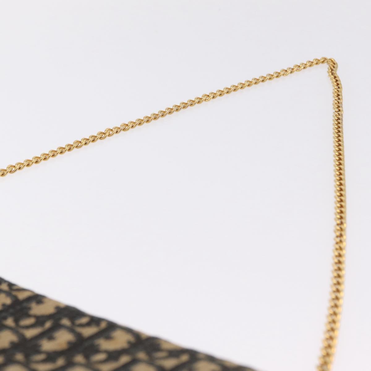 Christian Dior Trotter Canvas Chain Shoulder Bag Navy Gold Tone Auth 211003