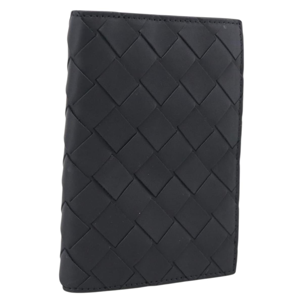 Bottega Veneta INTRECCIATO Flap Card Case Leather Black Auth 211004M