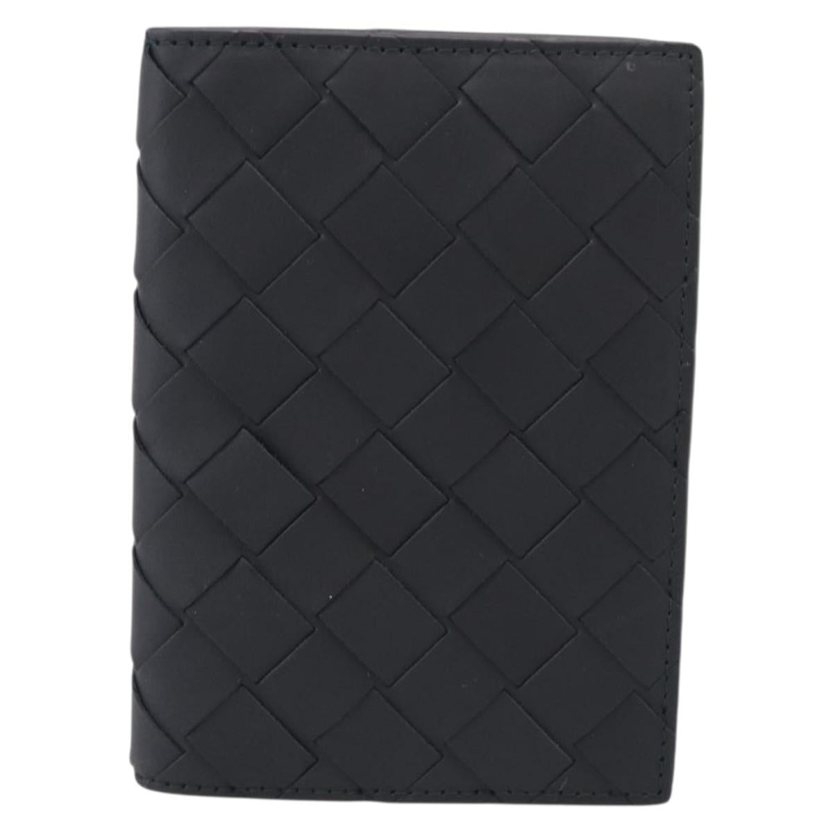 Bottega Veneta INTRECCIATO Flap Card Case Leather Black Auth 211004M