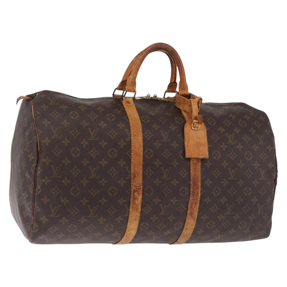LOUIS VUITTON Monogram Keepall 55 Boston Bag M41424 LV Auth 211007