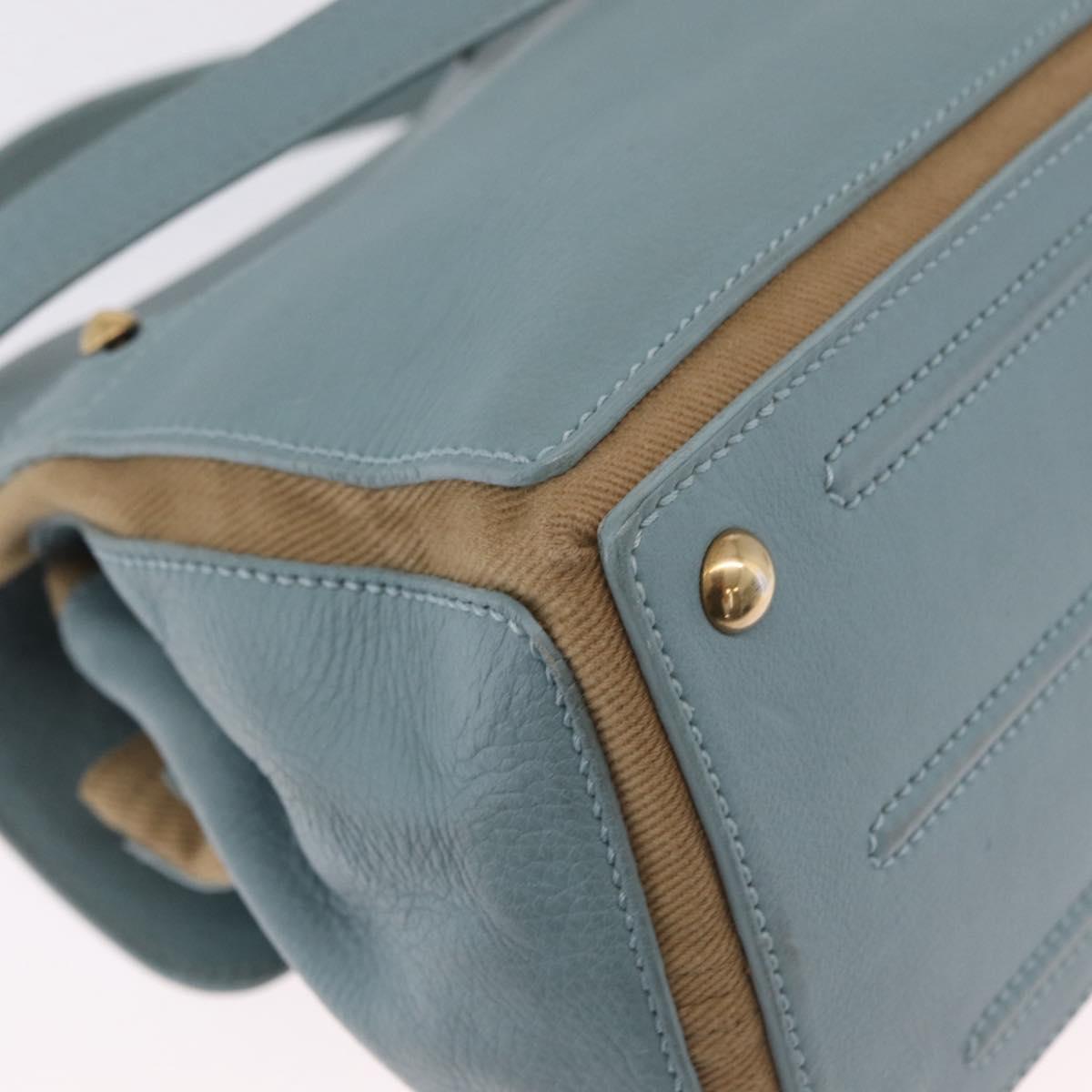 Saint Laurent Muse To Hand Bag Leather 2way Light Blue Gold 283731 Auth 211010V