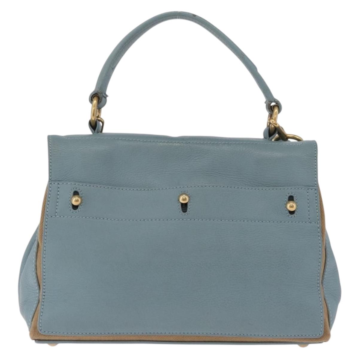 Saint Laurent Muse To Hand Bag Leather 2way Light Blue Gold 283731 Auth 211010V