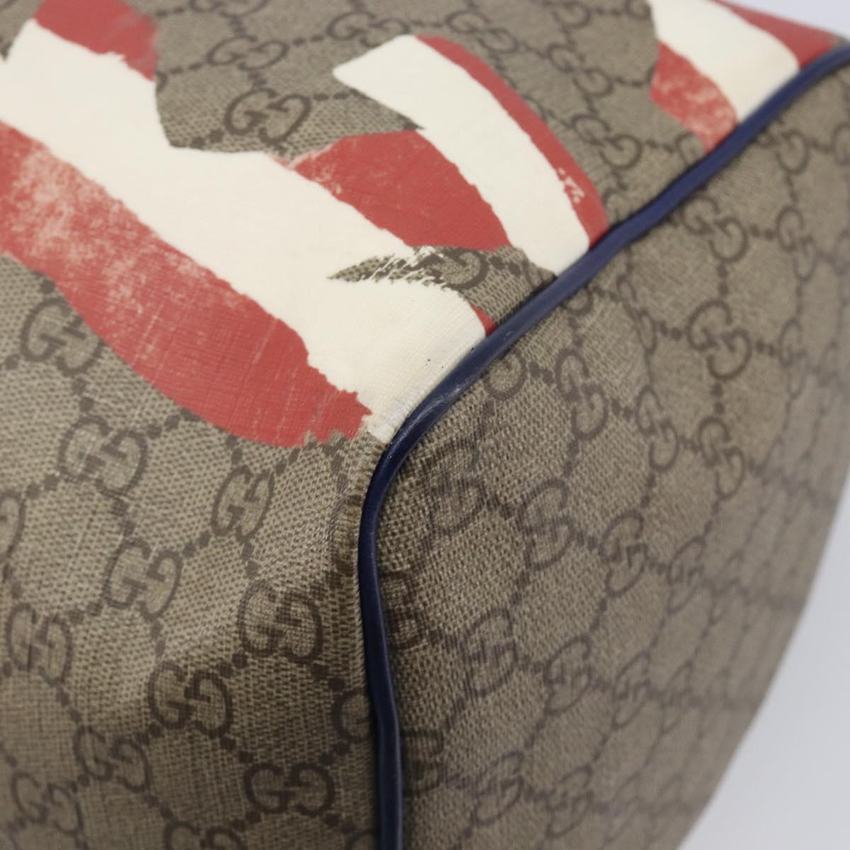 GUCCI GG Supreme Boston Bag PVC Beige Gold Tone 195451 Auth 211011A