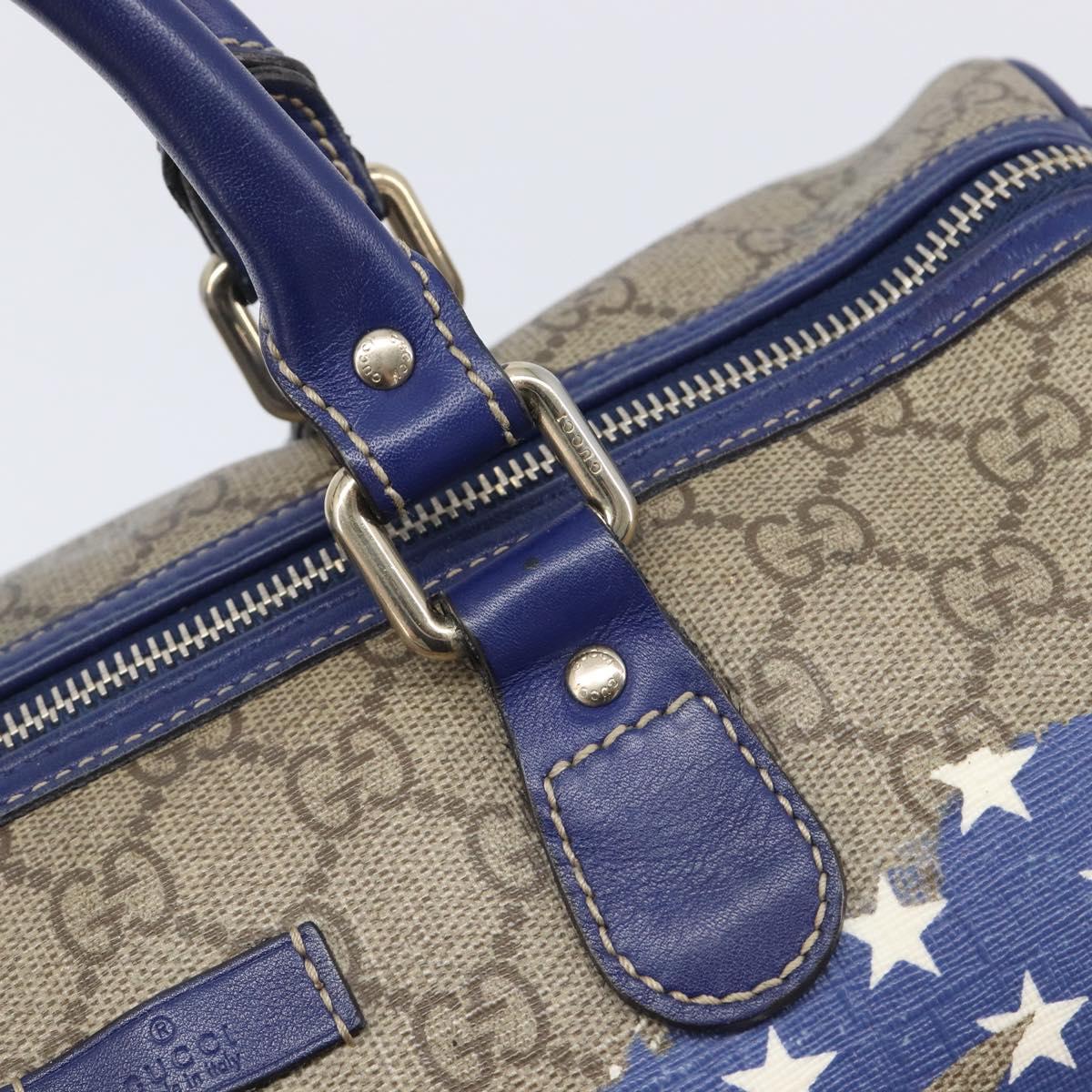 GUCCI GG Supreme Boston Bag PVC Beige Gold Tone 195451 Auth 211011A