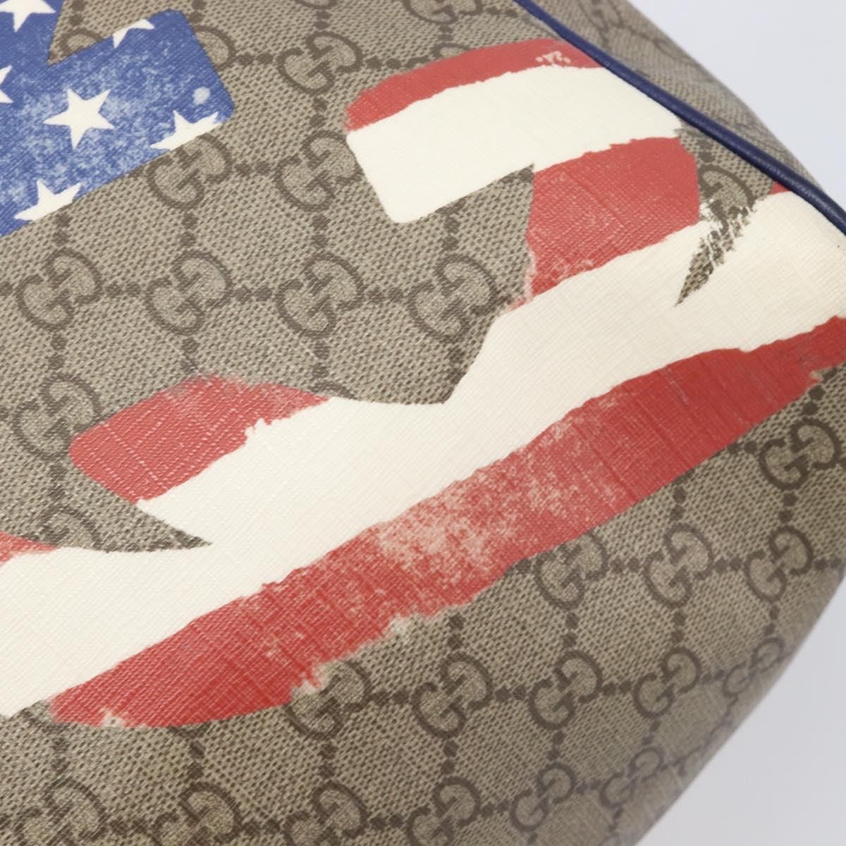 GUCCI GG Supreme Boston Bag PVC Beige Gold Tone 195451 Auth 211011A