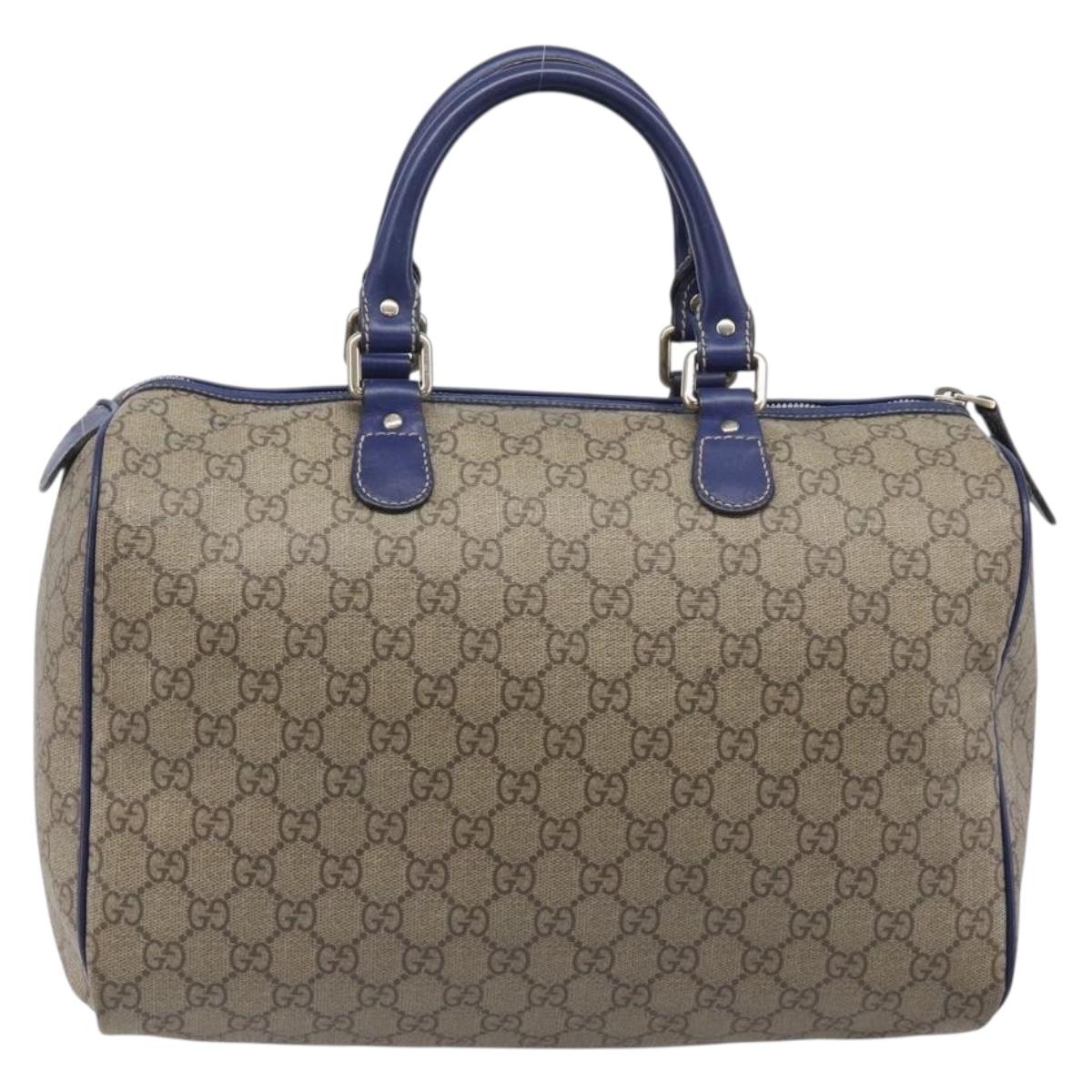 GUCCI GG Supreme Boston Bag PVC Beige Gold Tone 195451 Auth 211011A