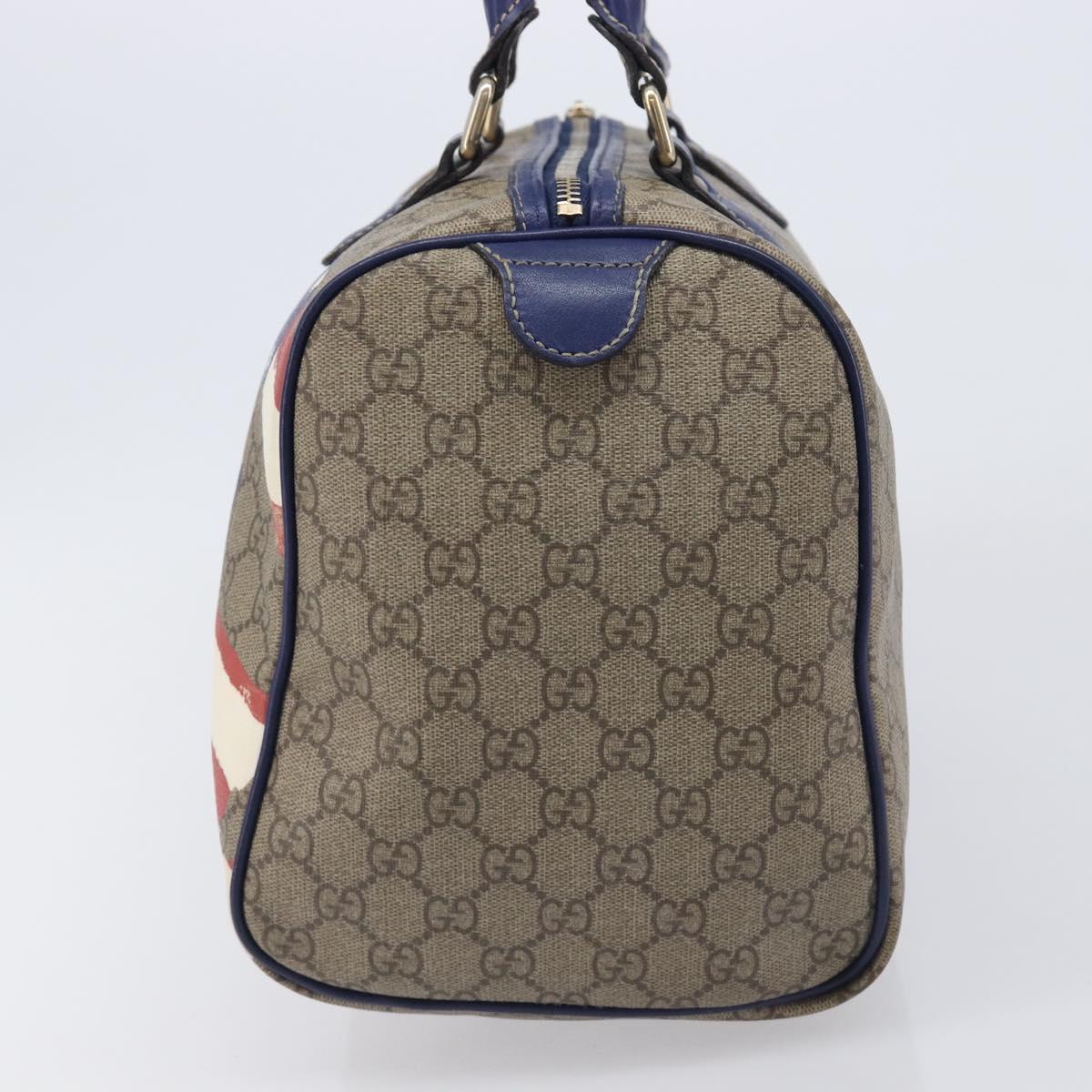 GUCCI GG Supreme Boston Bag PVC Beige Gold Tone 195451 Auth 211011A
