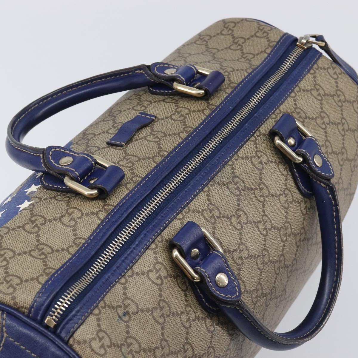GUCCI GG Supreme Boston Bag PVC Beige Gold Tone 195451 Auth 211011A