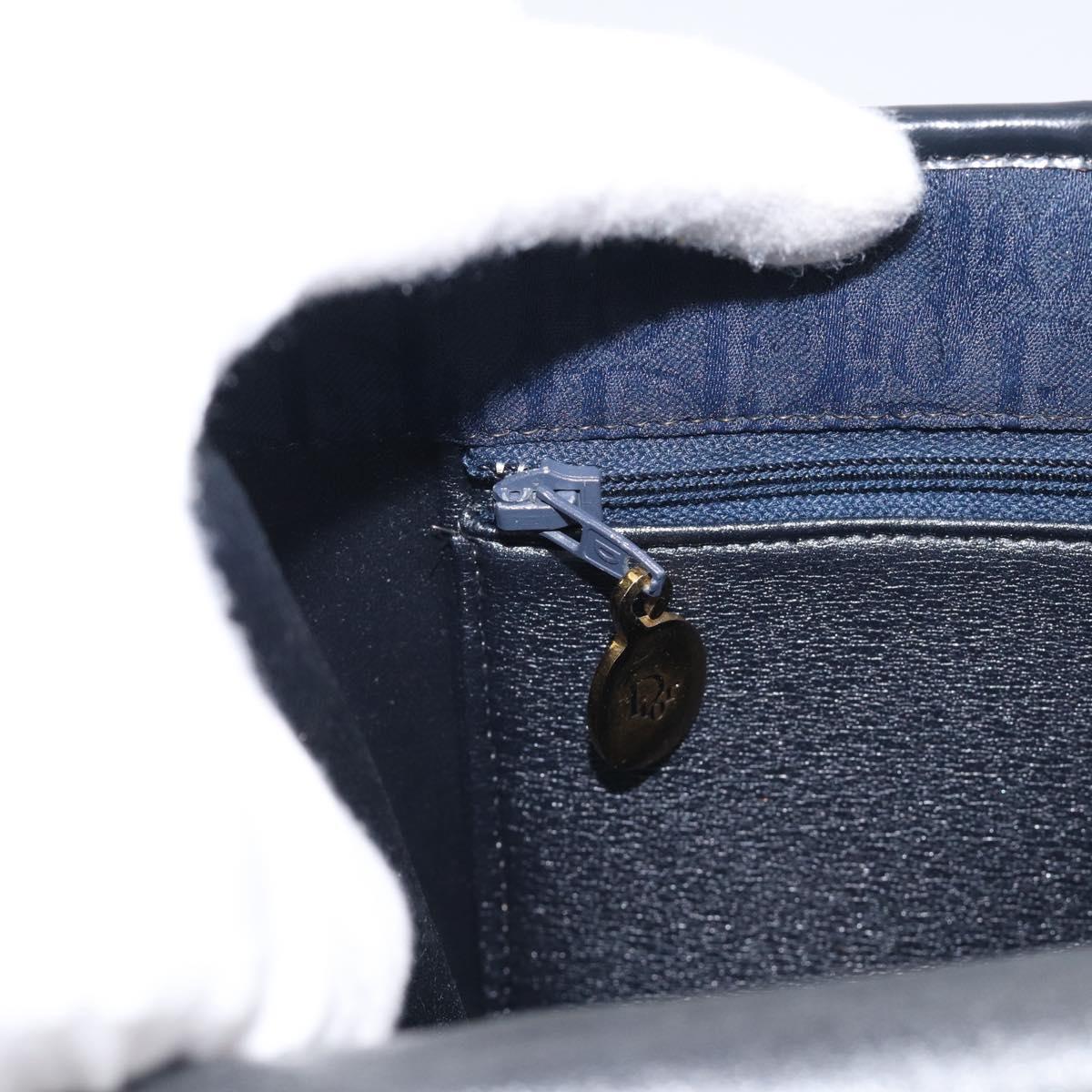 Christian Dior Trotter Canvas Shoulder Bag Navy Gold Tone Auth 211012