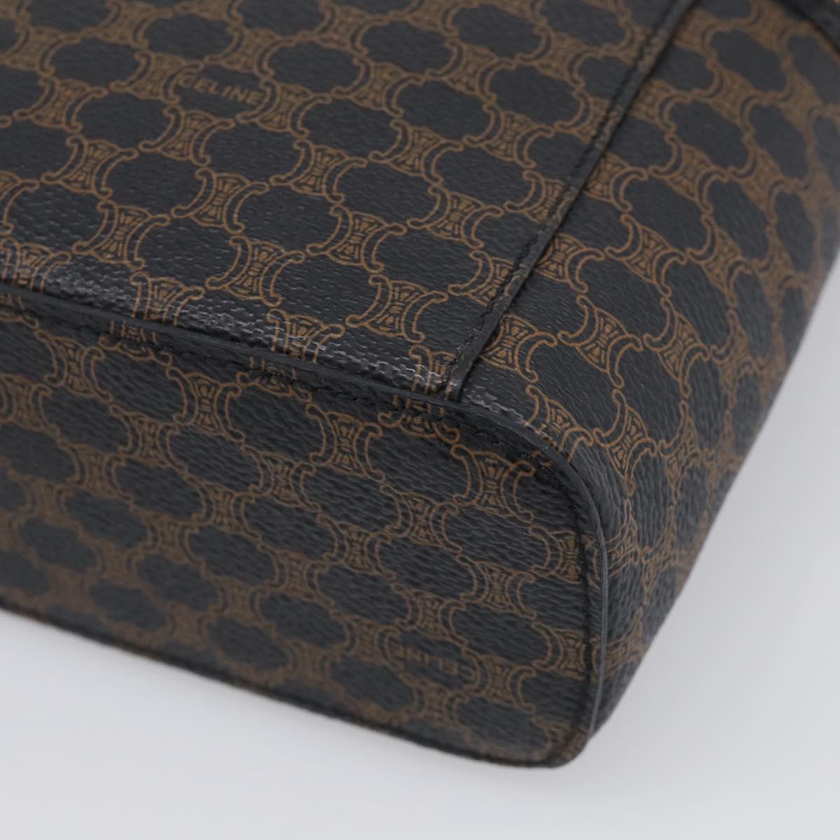 CELINE Macadam Vanity Cosmetic Pouch PVC Black Gold Tone Auth 211013V