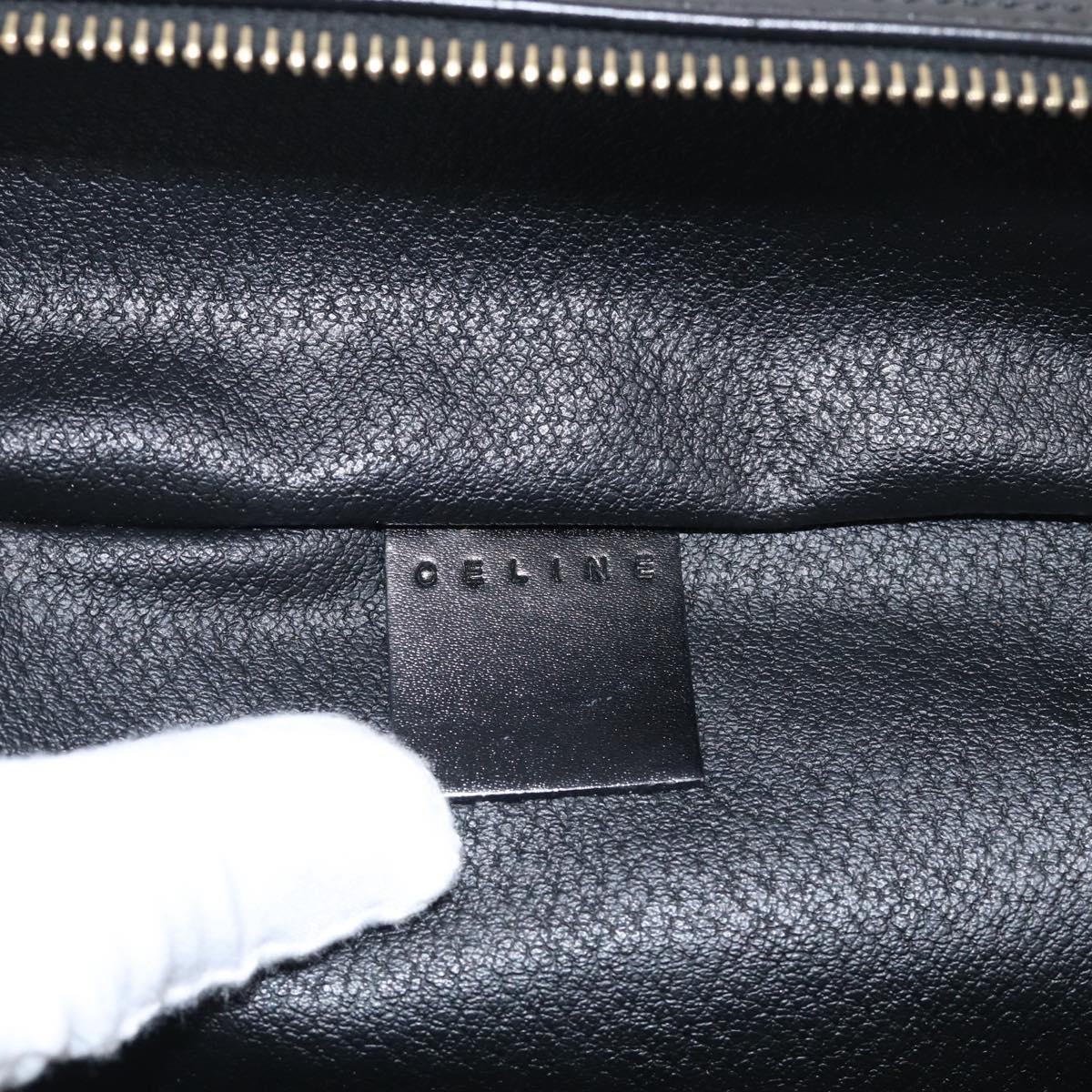 CELINE Macadam Vanity Cosmetic Pouch PVC Black Gold Tone Auth 211013V