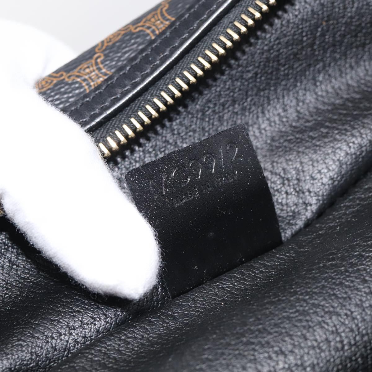 CELINE Macadam Vanity Cosmetic Pouch PVC Black Gold Tone Auth 211013V