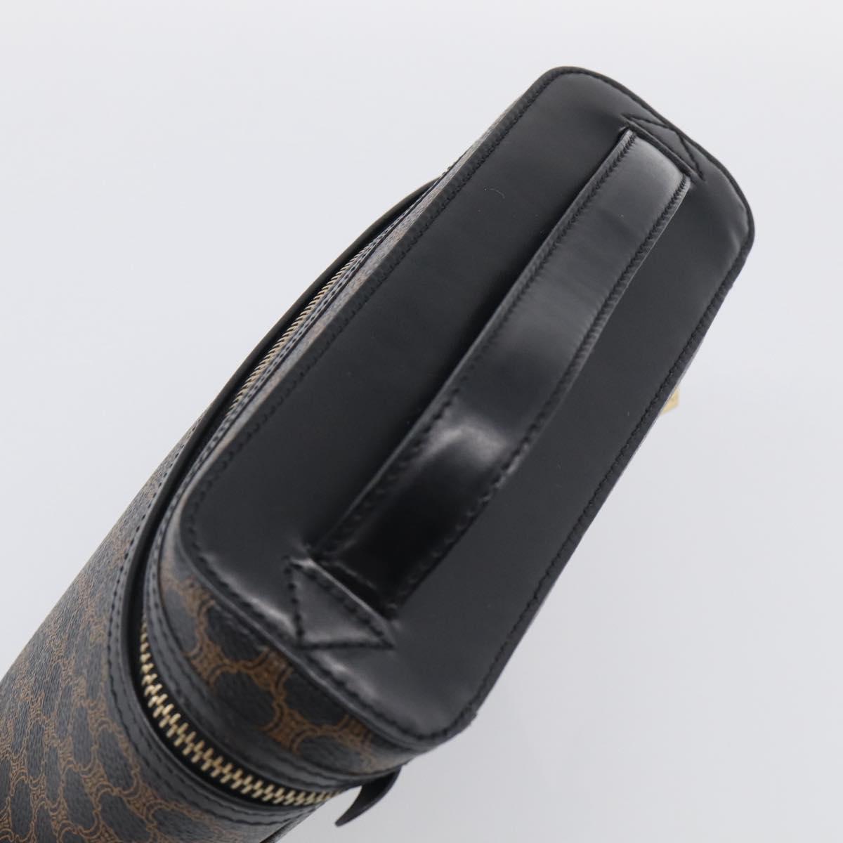 CELINE Macadam Vanity Cosmetic Pouch PVC Black Gold Tone Auth 211013V