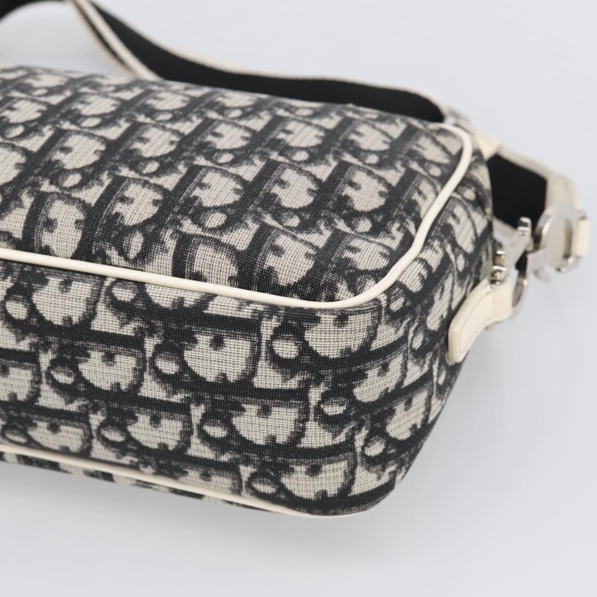 Christian Dior Trotter Canvas Shoulder Bag Black Silver Auth 211016
