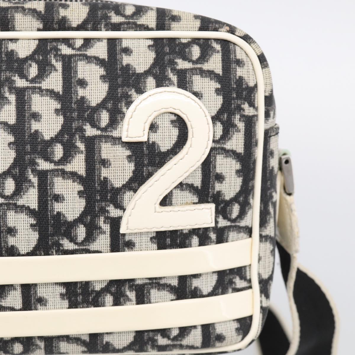 Christian Dior Trotter Canvas Shoulder Bag Black Silver Auth 211016