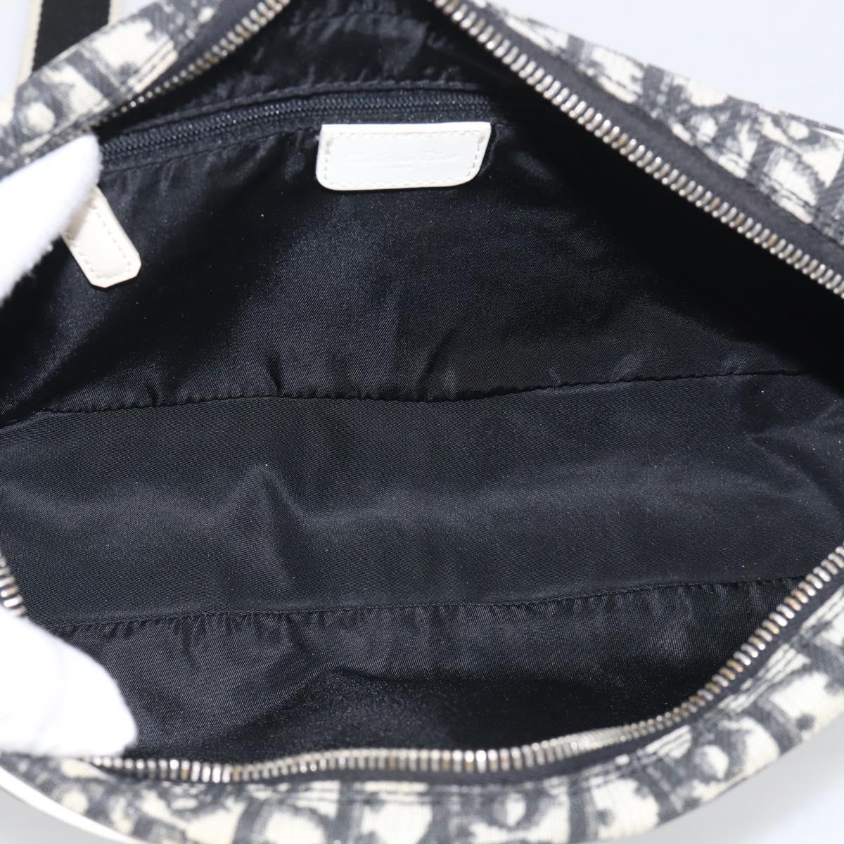 Christian Dior Trotter Canvas Shoulder Bag Black Silver Auth 211016