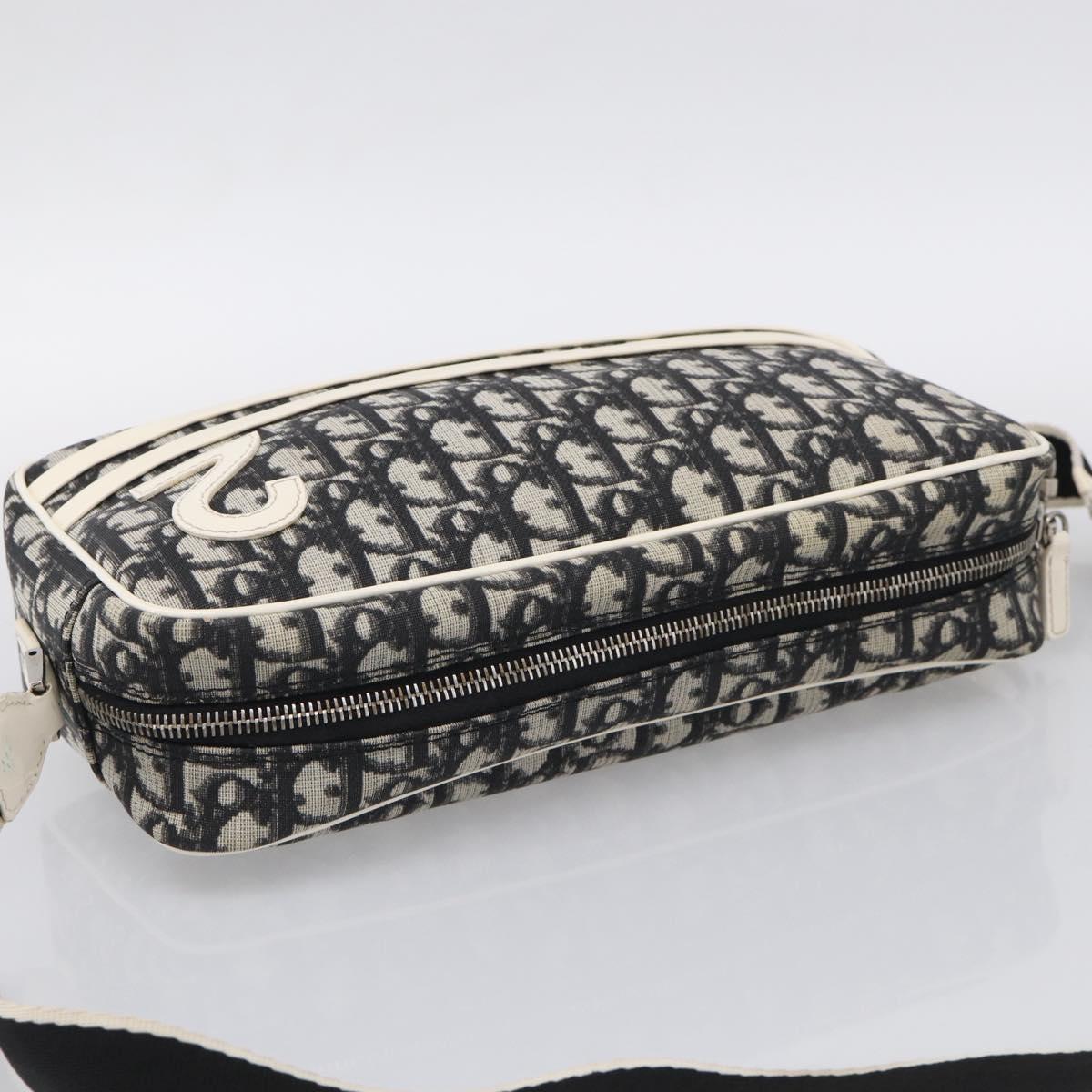 Christian Dior Trotter Canvas Shoulder Bag Black Silver Auth 211016