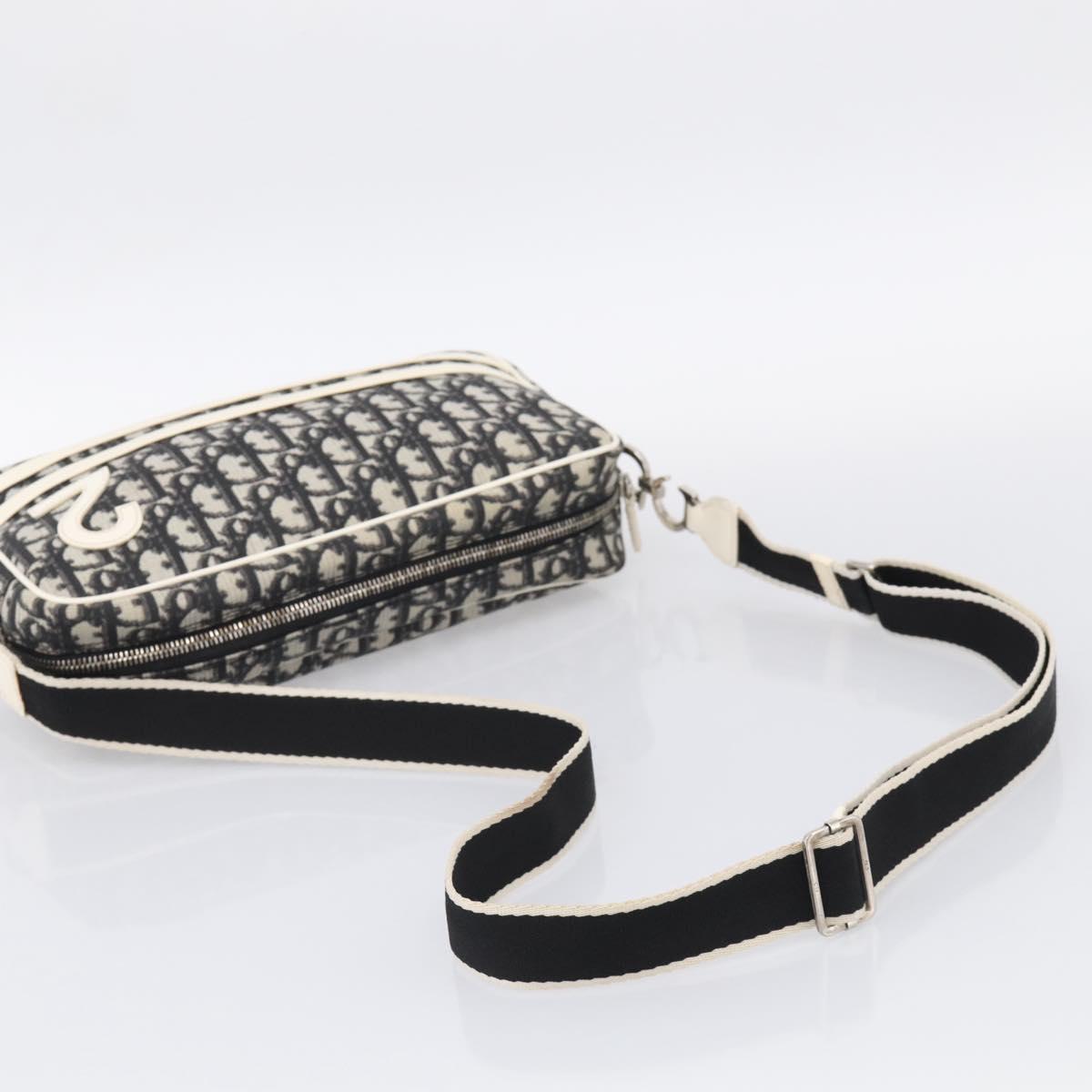 Christian Dior Trotter Canvas Shoulder Bag Black Silver Auth 211016