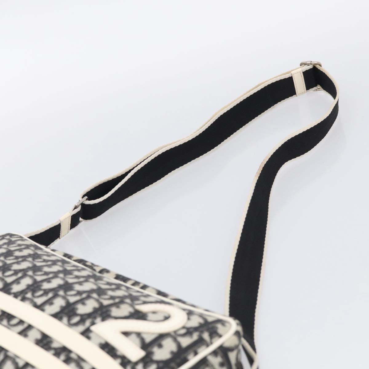 Christian Dior Trotter Canvas Shoulder Bag Black Silver Auth 211016