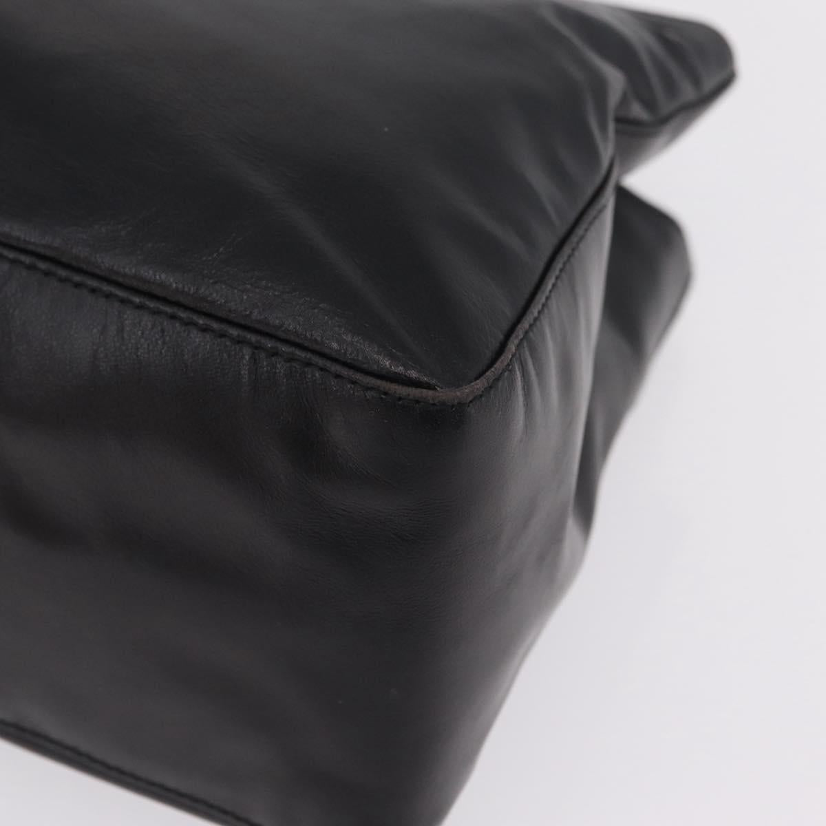 PRADA Chain Shoulder Tote Bag Leather Black Auth 211021A