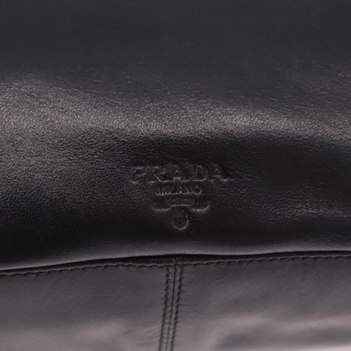 PRADA Chain Shoulder Tote Bag Leather Black Auth 211021A