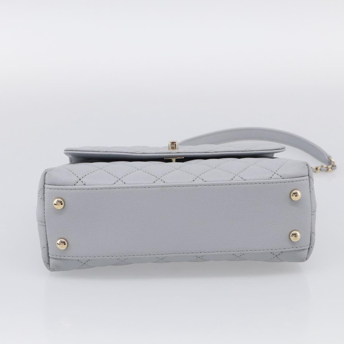 CHANEL Matelasse Coco Handle 24 XS Chain Shoulder Bag Caviar Skin Auth 211026SAM