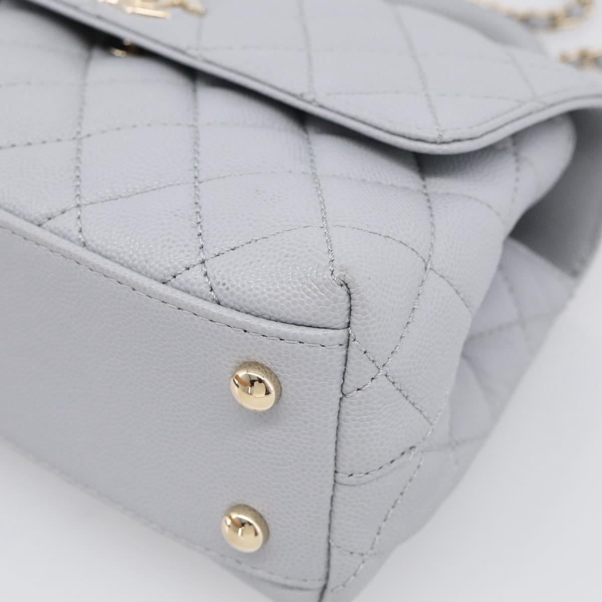 CHANEL Matelasse Coco Handle 24 XS Chain Shoulder Bag Caviar Skin Auth 211026SAM