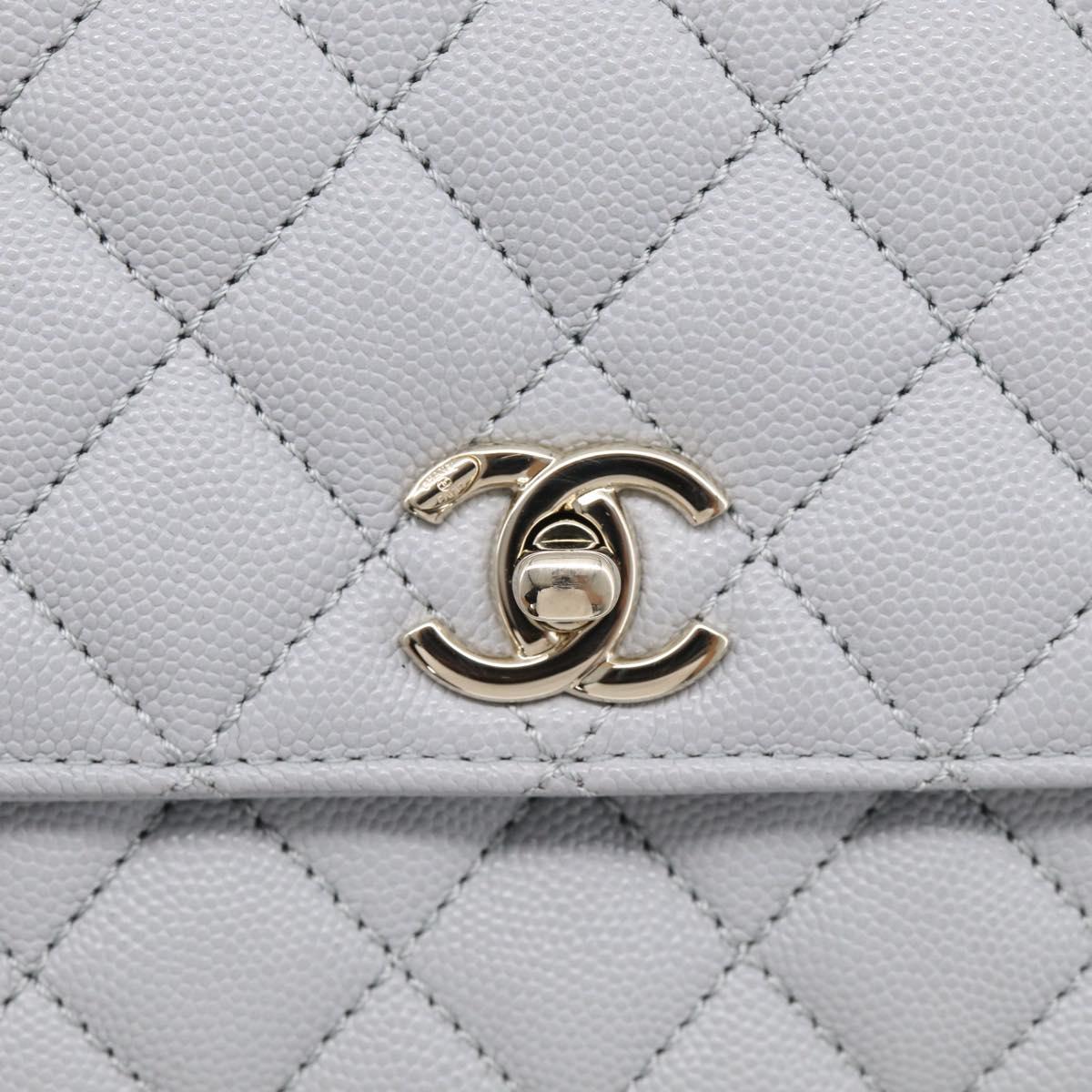 CHANEL Matelasse Coco Handle 24 XS Chain Shoulder Bag Caviar Skin Auth 211026SAM