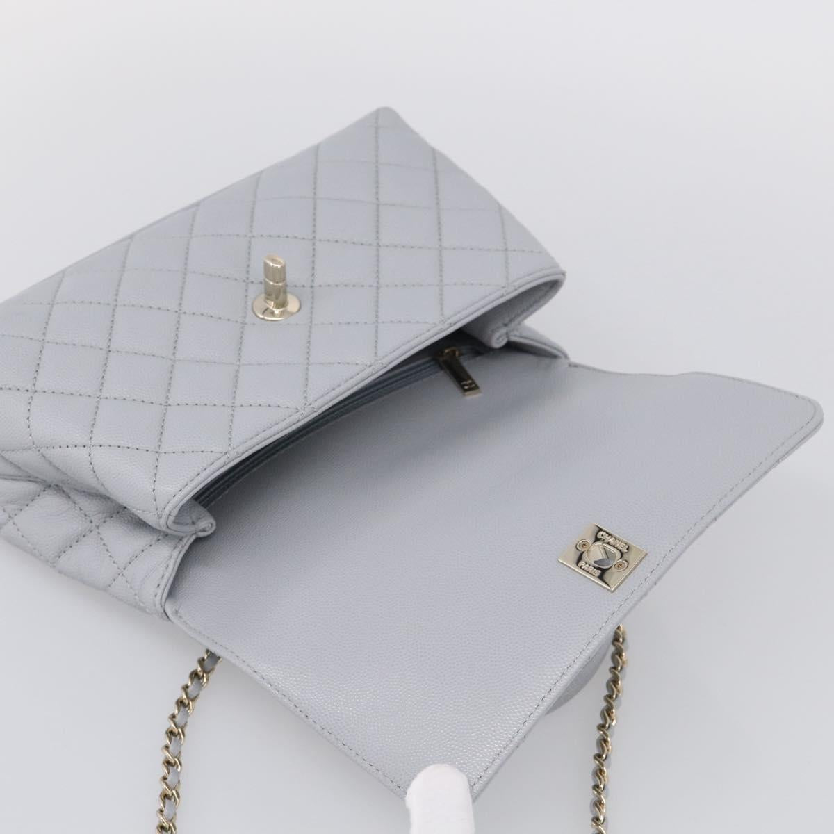 CHANEL Matelasse Coco Handle 24 XS Chain Shoulder Bag Caviar Skin Auth 211026SAM