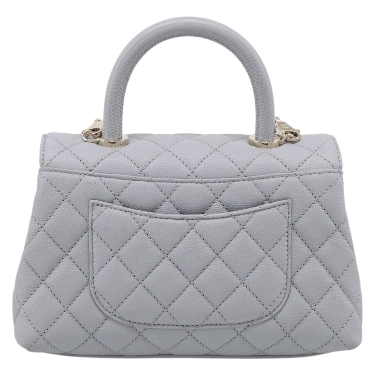 CHANEL Matelasse Coco Handle 24 XS Chain Shoulder Bag Caviar Skin Auth 211026SAM