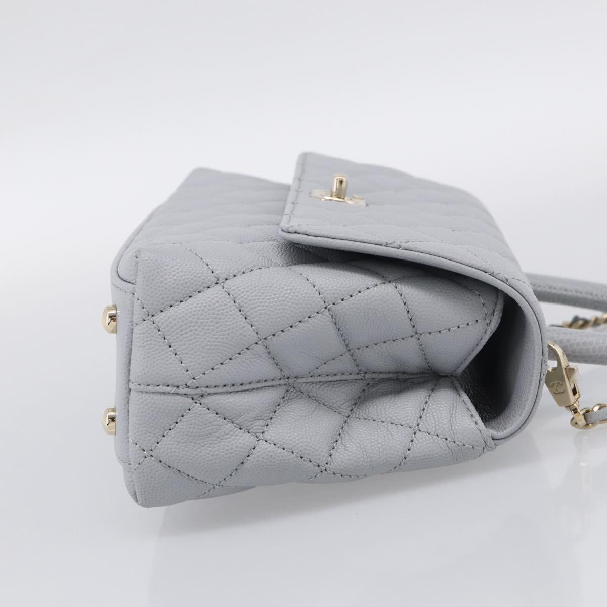 CHANEL Matelasse Coco Handle 24 XS Chain Shoulder Bag Caviar Skin Auth 211026SAM