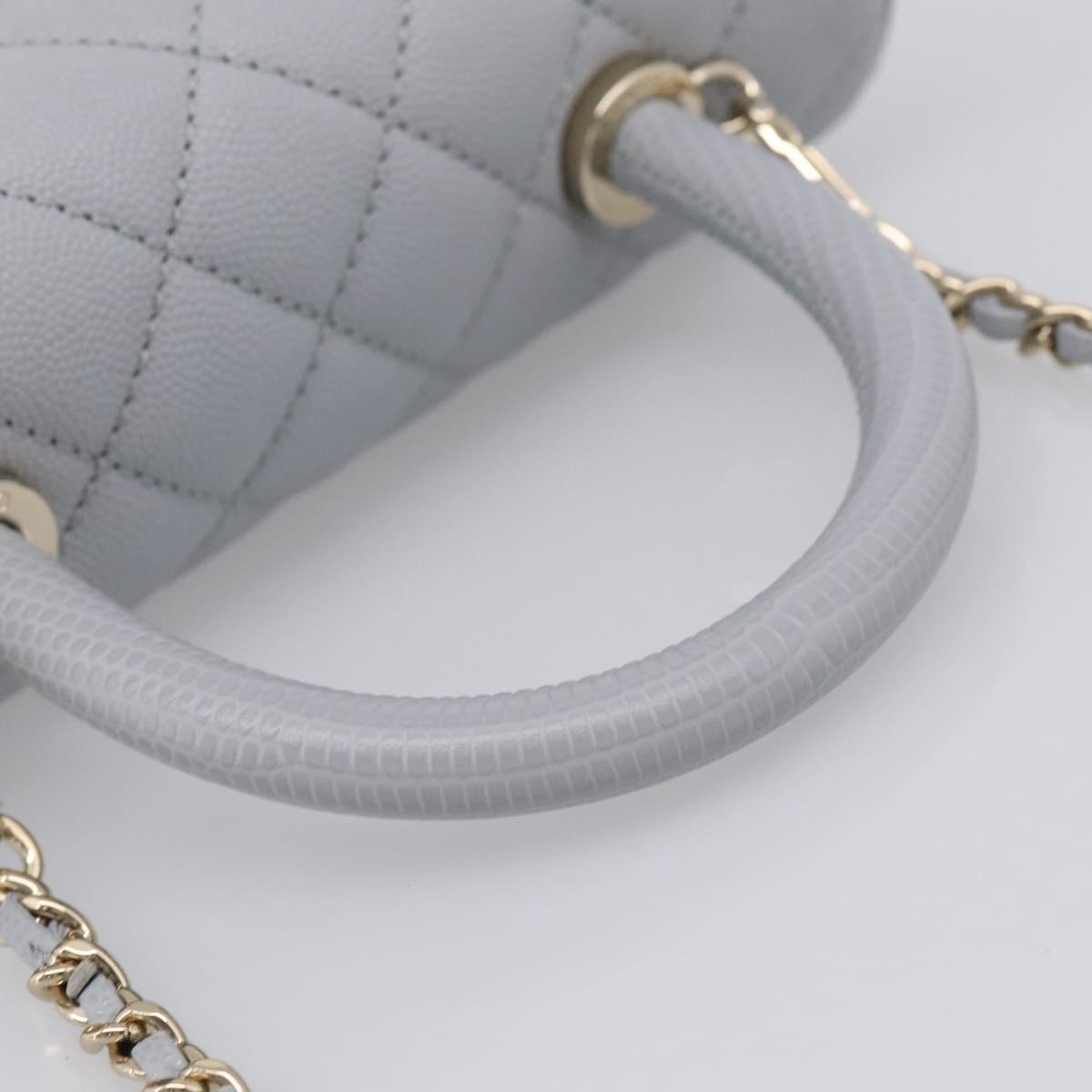 CHANEL Matelasse Coco Handle 24 XS Chain Shoulder Bag Caviar Skin Auth 211026SAM