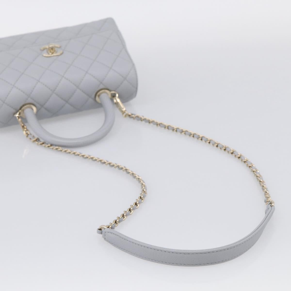 CHANEL Matelasse Coco Handle 24 XS Chain Shoulder Bag Caviar Skin Auth 211026SAM