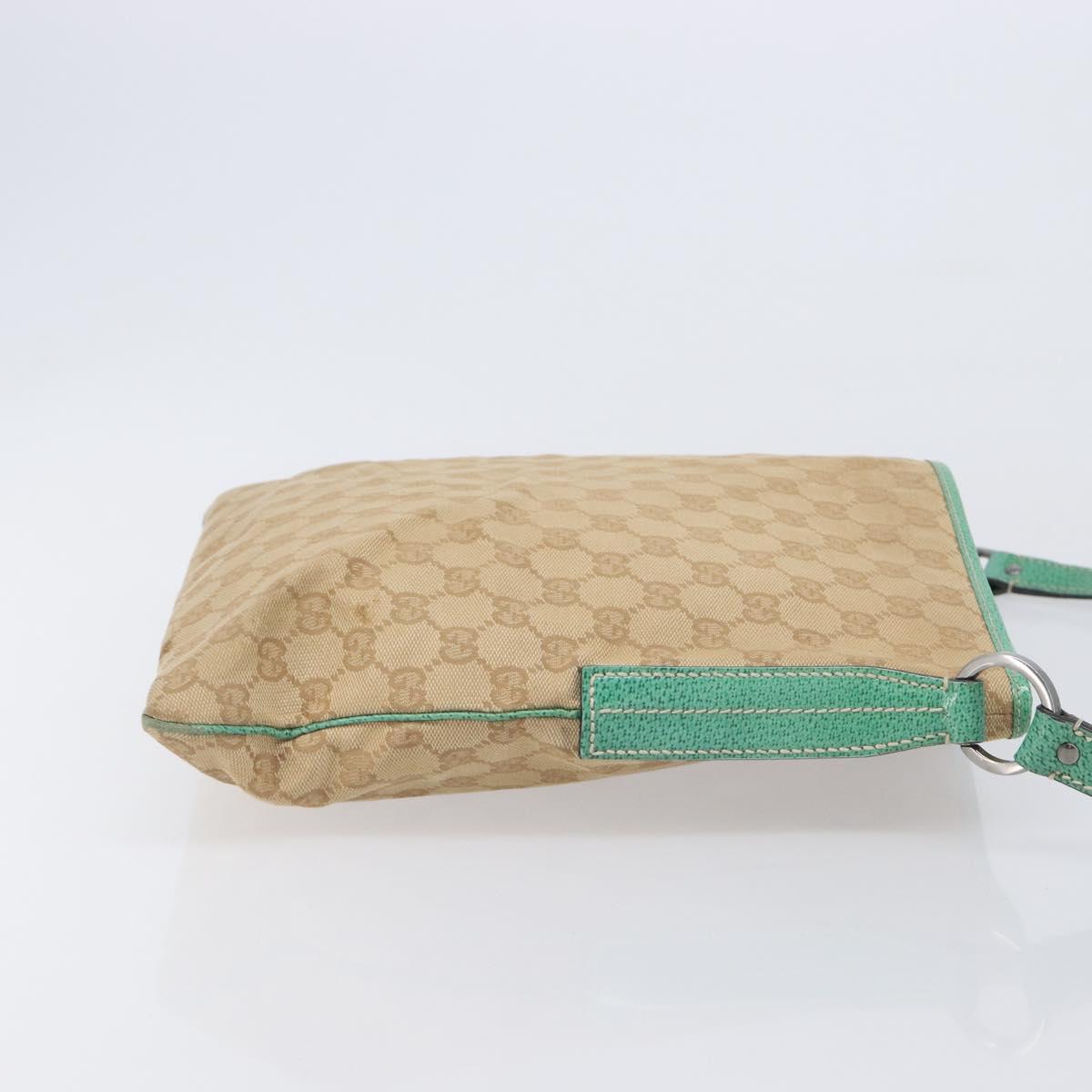 GUCCI GG Canvas Shoulder Bag Beige Silver 113013 Auth 211027