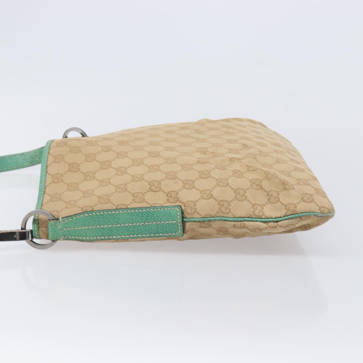 GUCCI GG Canvas Shoulder Bag Beige Silver 113013 Auth 211027
