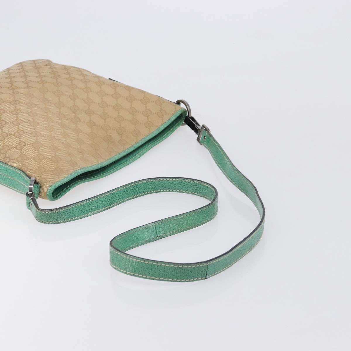 GUCCI GG Canvas Shoulder Bag Beige Silver 113013 Auth 211027