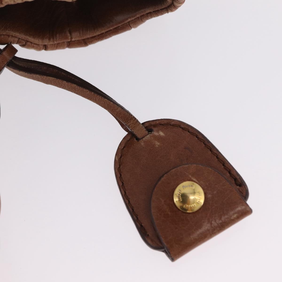 Miu Miu Vitellolux Matelasse Hand Bag Leather 2way Brown Gold Tone Auth 211028V