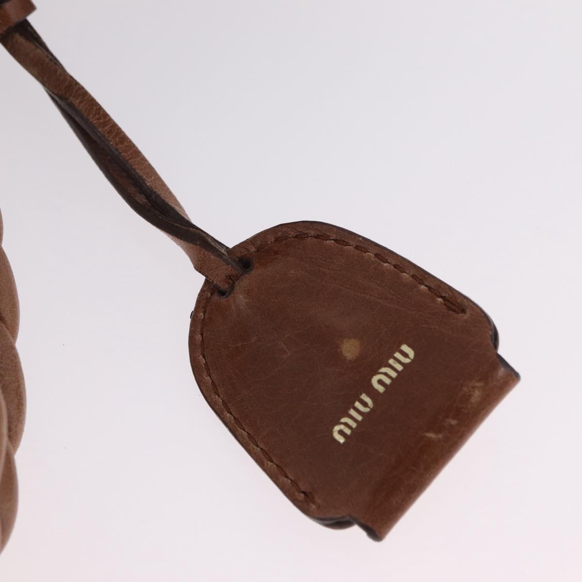 Miu Miu Vitellolux Matelasse Hand Bag Leather 2way Brown Gold Tone Auth 211028V