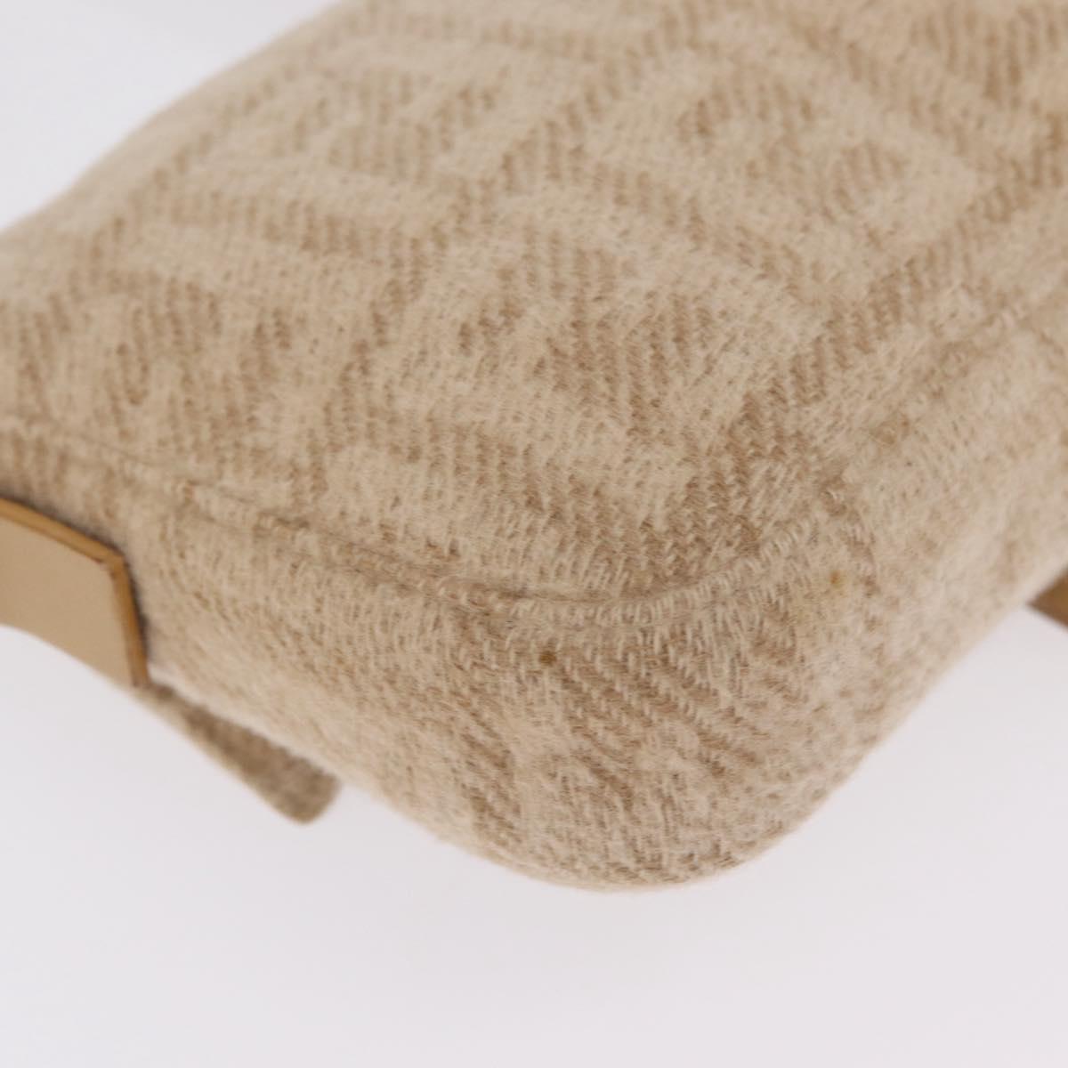 FENDI Zucca Canvas Mamma Baguette Shoulder Bag Wool Beige Silver Auth 211029V