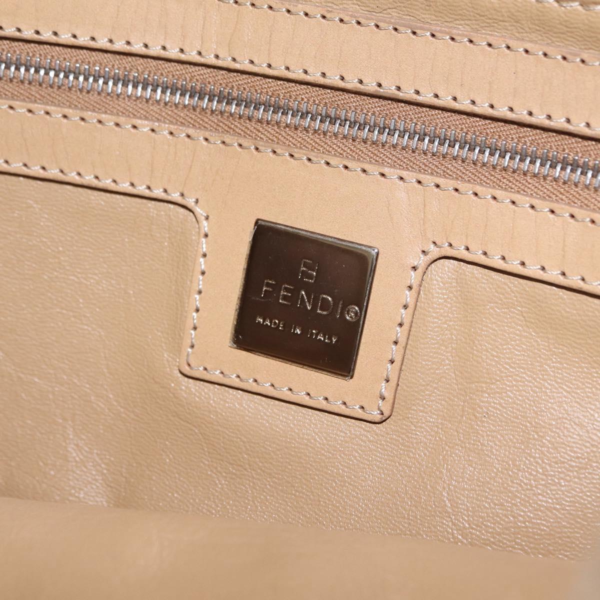 FENDI Zucca Canvas Mamma Baguette Shoulder Bag Wool Beige Silver Auth 211029V