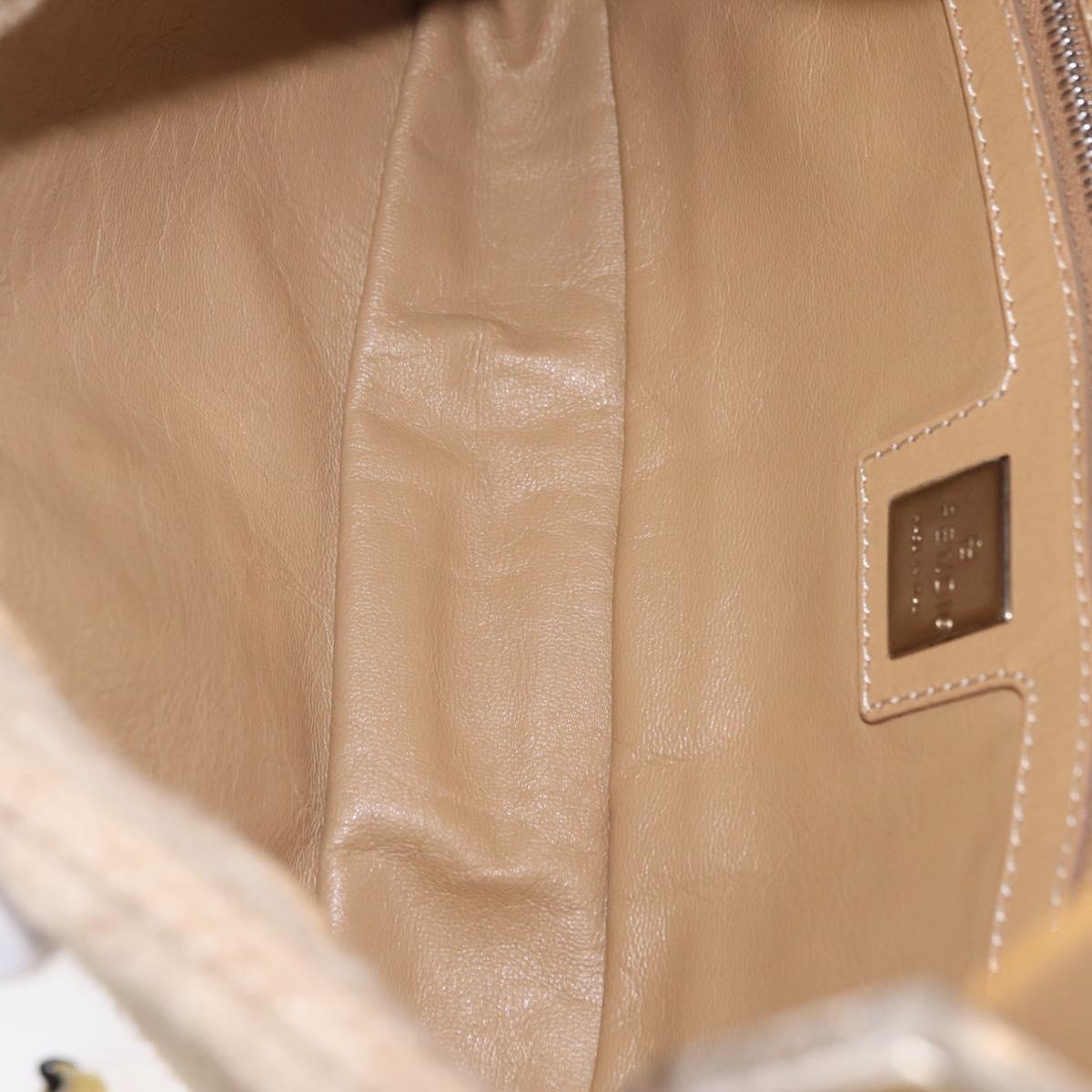 FENDI Zucca Canvas Mamma Baguette Shoulder Bag Wool Beige Silver Auth 211029V