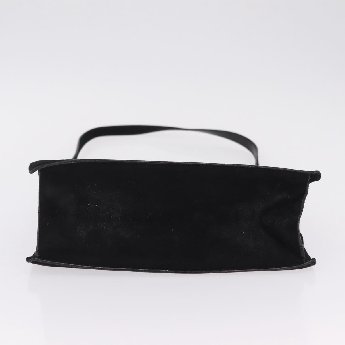 GUCCI Shoulder Bag Suede Black Gold Tone 001 1364 1863 Auth 211030