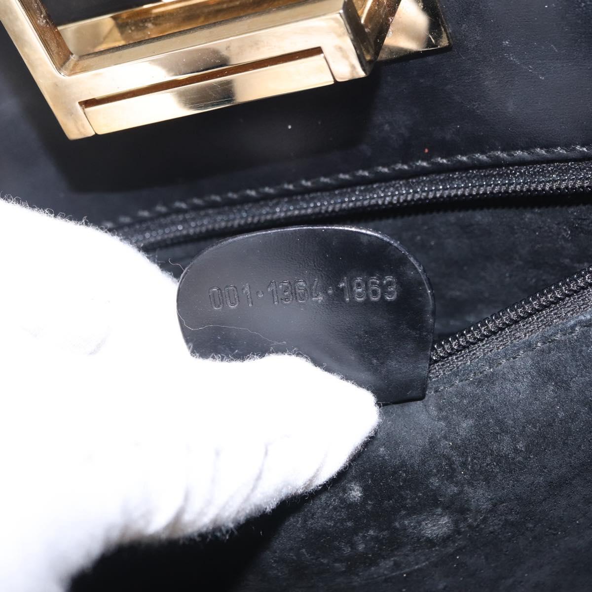 GUCCI Shoulder Bag Suede Black Gold Tone 001 1364 1863 Auth 211030